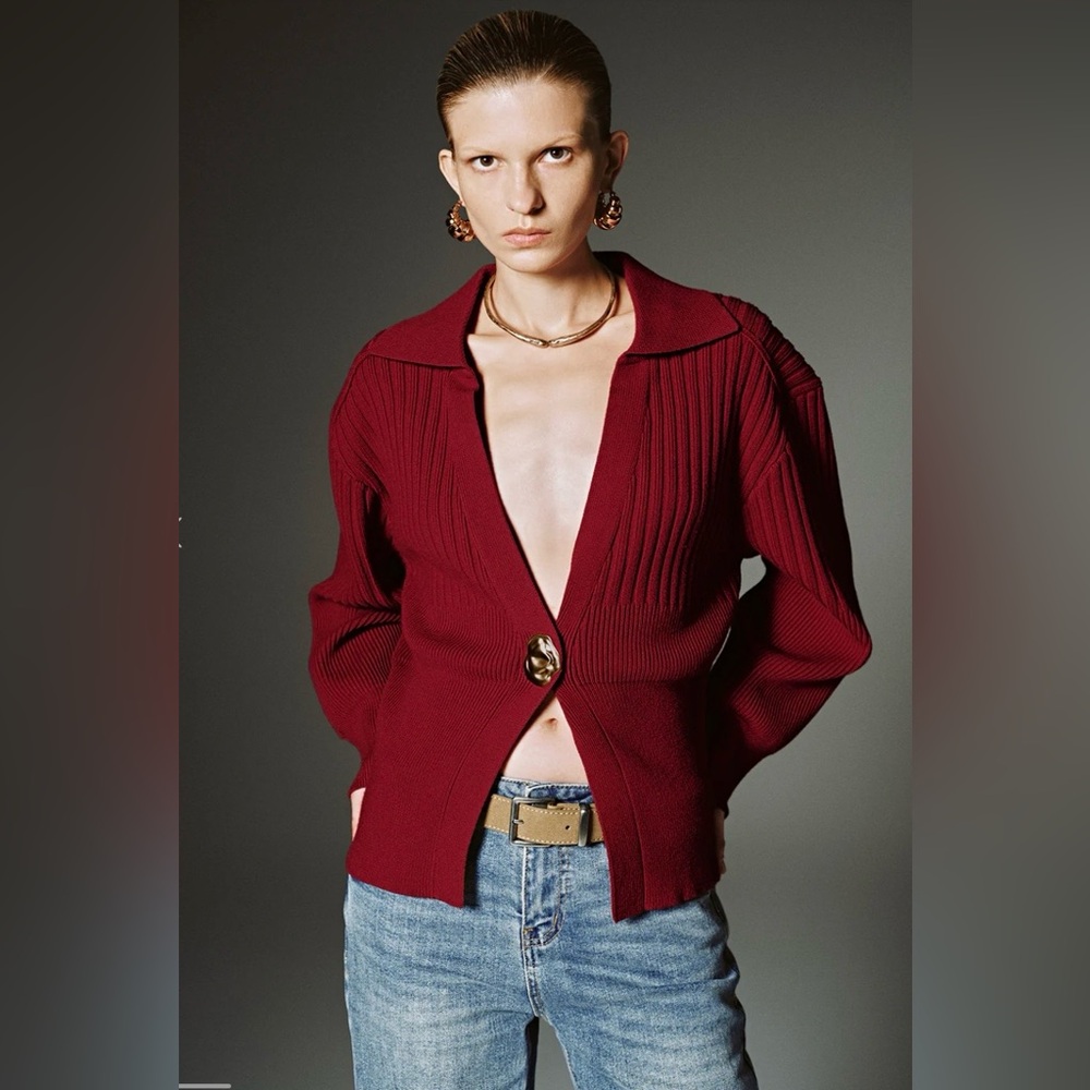 Chic Burgundy Women's Cardigan
